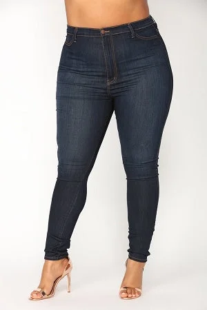 Dark Blue Classic High Waist Jeans