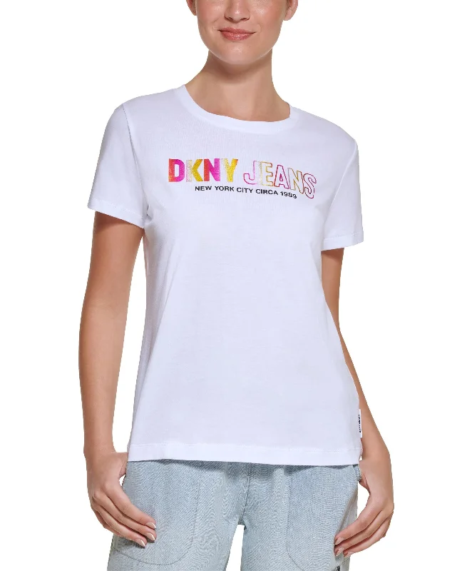 DKNY Jeans Womens Ombre Logo T-Shirt