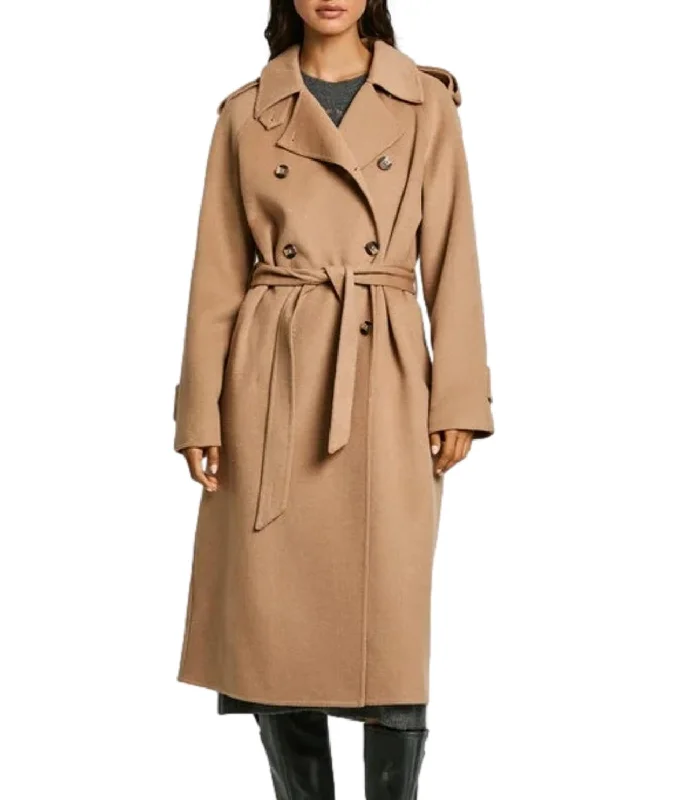 Pepe Jeans cappotto blake doppiopetto beige camel donna