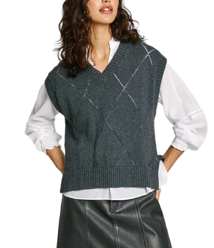 Pepe Jeans gilet idris vest, grigio, fantasia rombi, cotone, donna Fashionable Distressed Jeans Pepe Jeans gilet idris vest, grigio, fantasia rombi, cotone, donna Fashionable Distressed Jeans