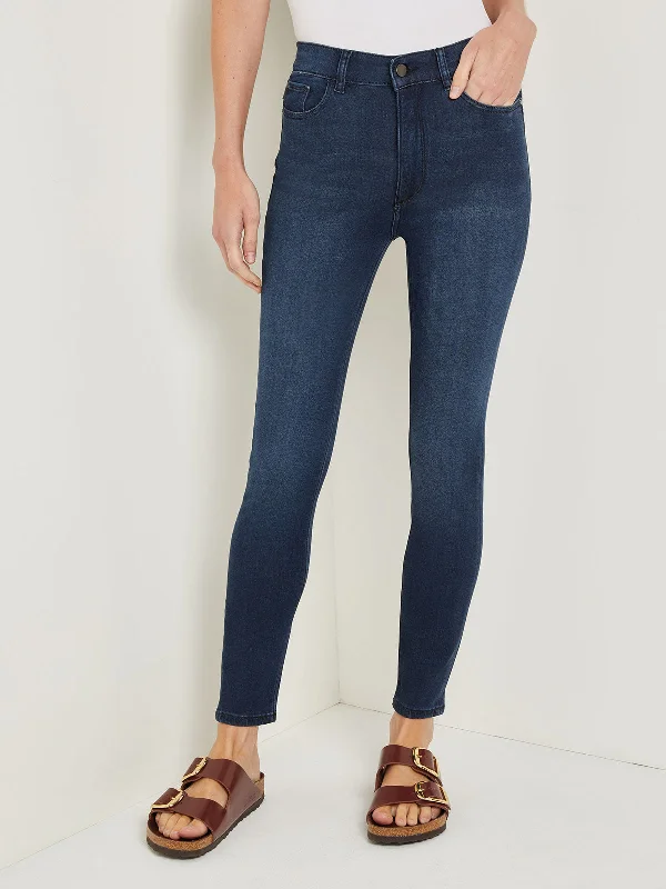 Farrow High-Rise Skinny Ankle Jeans, Dark Indigo Elegant Wide-Leg Jeans