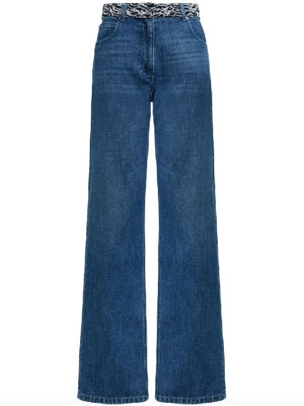 knitted-panel jeans