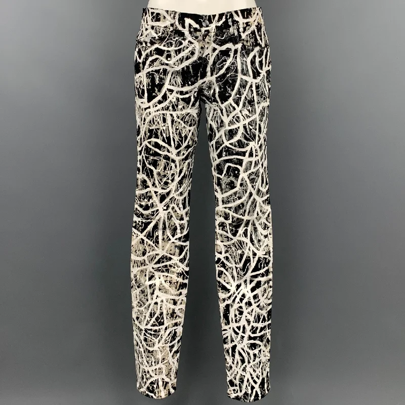 PROENZA SCHOULER for J BRAND Size 28 Black & White Painted Cotton Blend Jeans