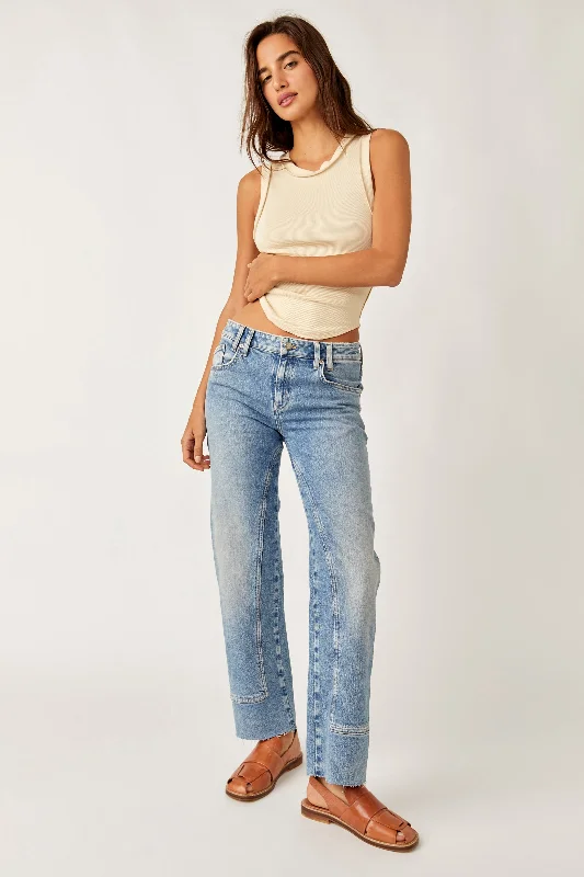 Risk Taker High-Rise Straight Jeans Elegant Raw Hem Jeans