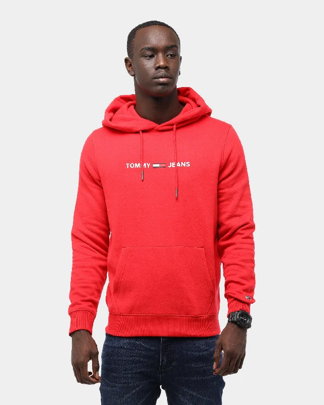 Tommy Jeans Men's TJM Straight Small Logo Hoodie Red