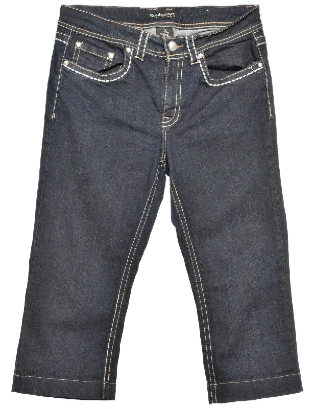 Zip Front Straight Fit Jeans - W32 L20 Comfortable Mid-Rise Jeans