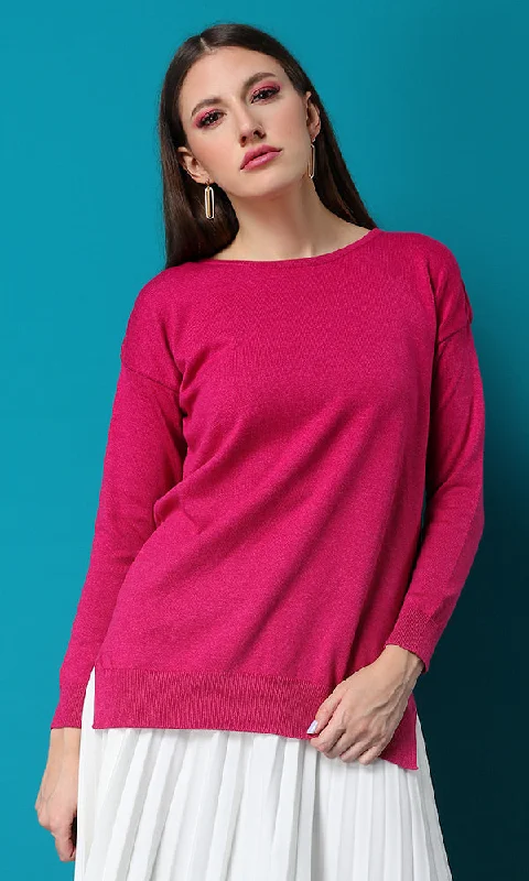 32001 Basic Sweater-Side Split Hem-Round Neck (WPL)