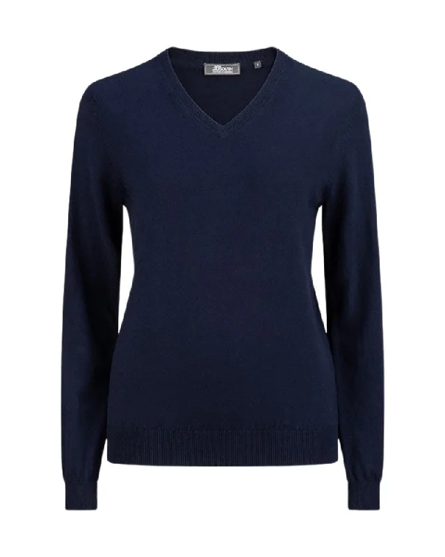 38 South Ladies V Neck Sweater Spandex Blend Rayon Blend Denim Blend