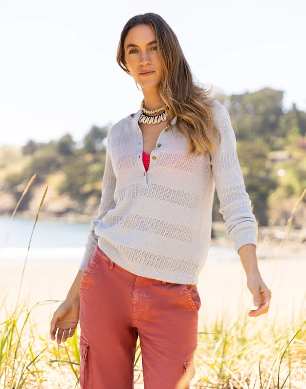 Amara Pointelle Sweater: Lt. Grey Heather Sweater Knitwear Pullover