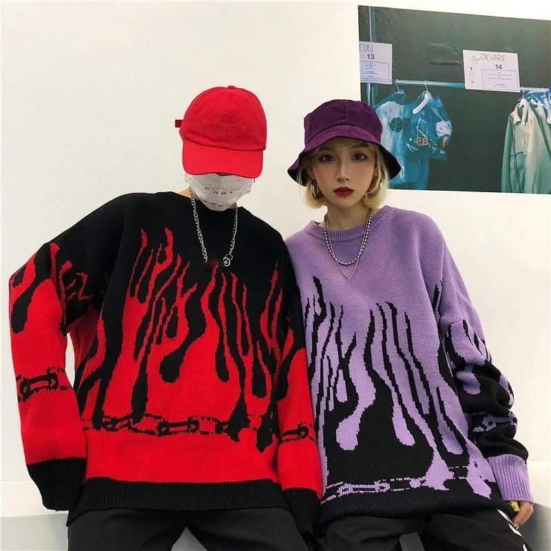 Winter Flame Knitting Sleeve Sweater Transparent Opaque Sheer