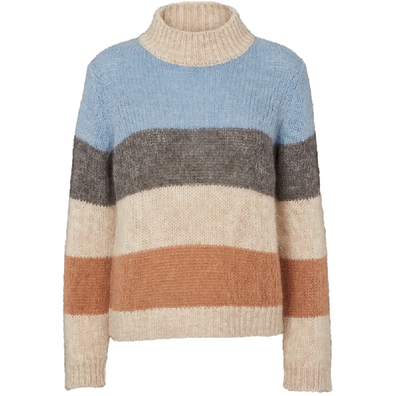 BASIC APPAREL Caterina sweater blue grey brown women Print Jacquard Patchwork