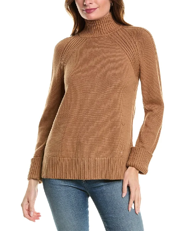 Jones New York Directional Mock Neck Sweater Zippered Buttoned Snapped