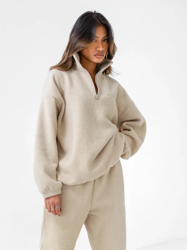Borg 1/4 Zip Sweater - Sand Elegant Classic Vintage