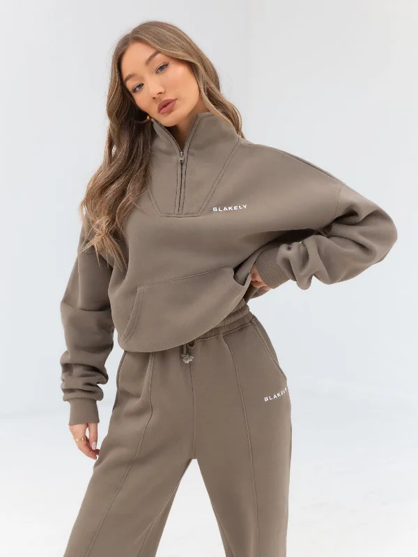 Everyday 1/4 Zip Sweater - Brown Thin Thick Dense
