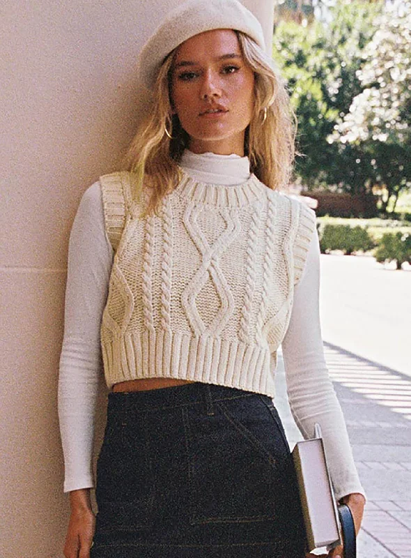 Carey Sweater Vest Beige Bright Pastel Dark