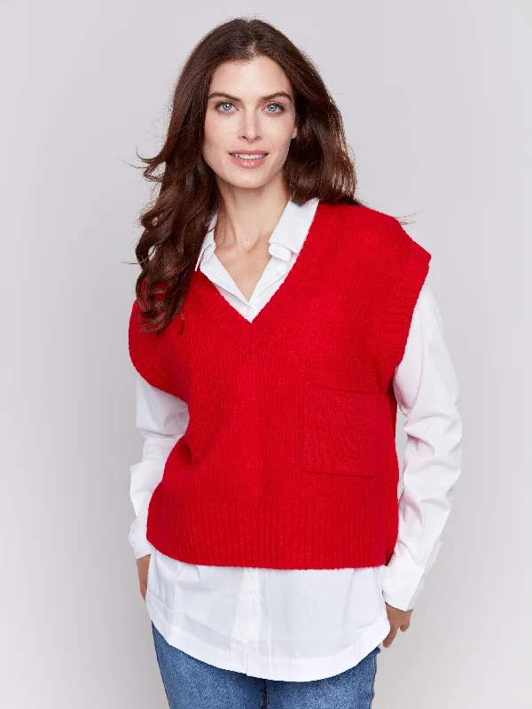 Soft Touch Sweater Vest - Cranberry Long Sweater Short Sweater Cropped Sweater
