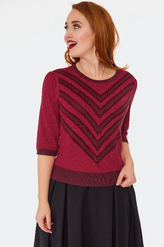 Chevron Sweater in Red by Voodoo Vixen Polka Dot Checkered Tartan