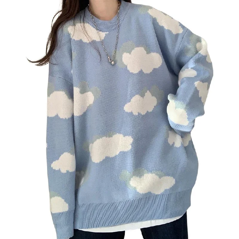 Cloud Pattern Women's Sweater: Sleeved or Sleeveless, size to fit or go big and baggy Denim Fabric Leather Fabric Suede Fabric