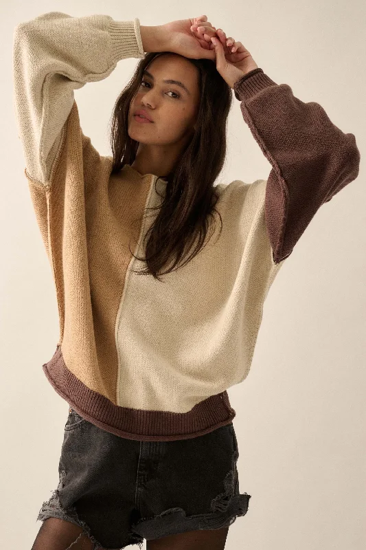 Color Scheme Colorblock Knit Boatneck Sweater