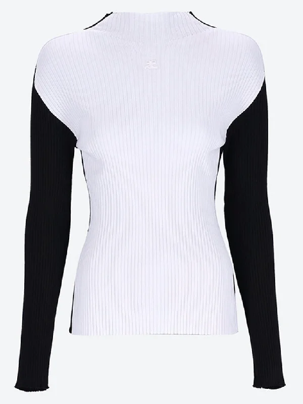 Frame contrast rib knit sweater Boxy Sweater Fitted Sweater A-Line