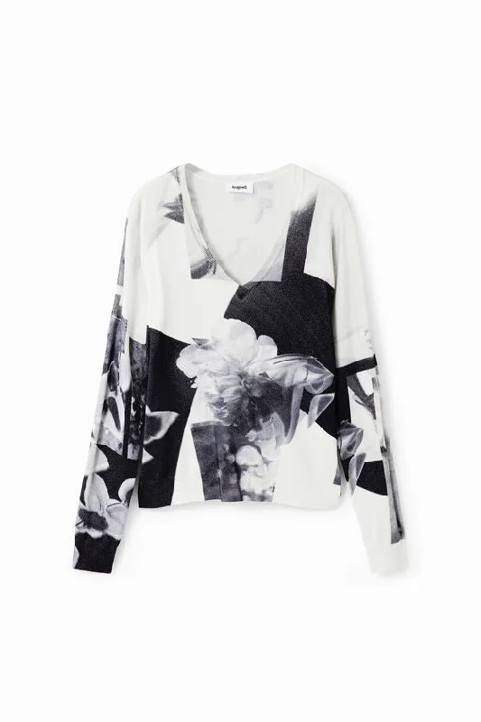 Desigual Fine Collage Sweater Top Elasticated Padded Insulated