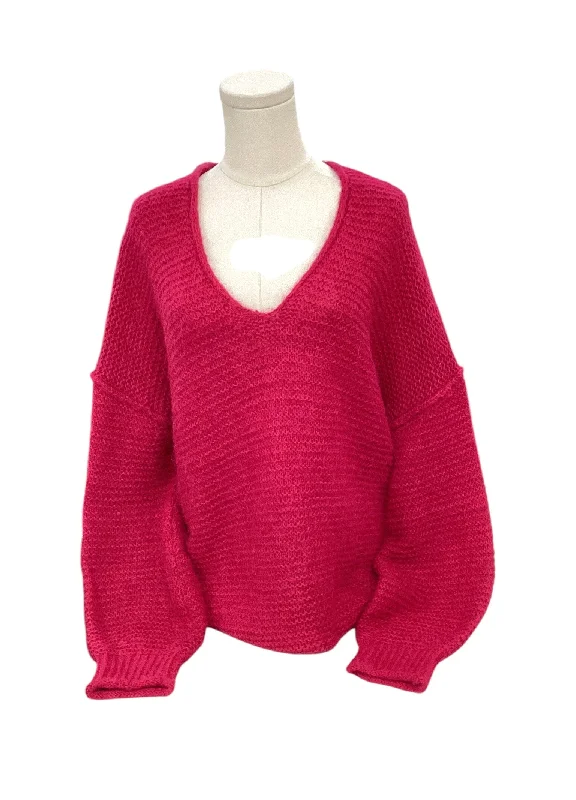 Free People Women's Alpaca Sweater Pink S Satin Fabric Silk Fabric Chiffon Fabric