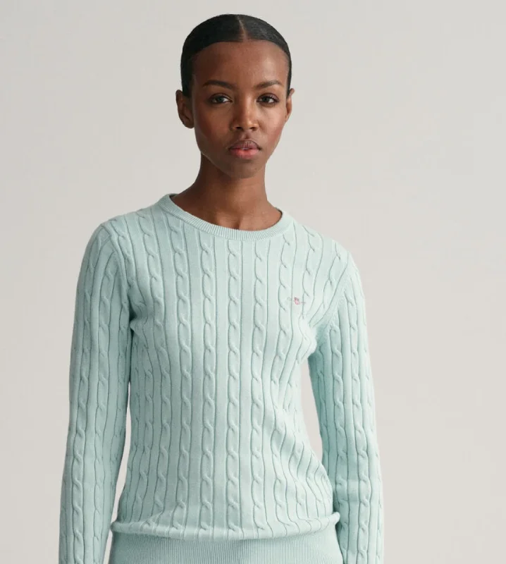 GANT - Stretch Cotton Cable Knit Crew Neck Sweater Terry Terry Cloth Terry Knit