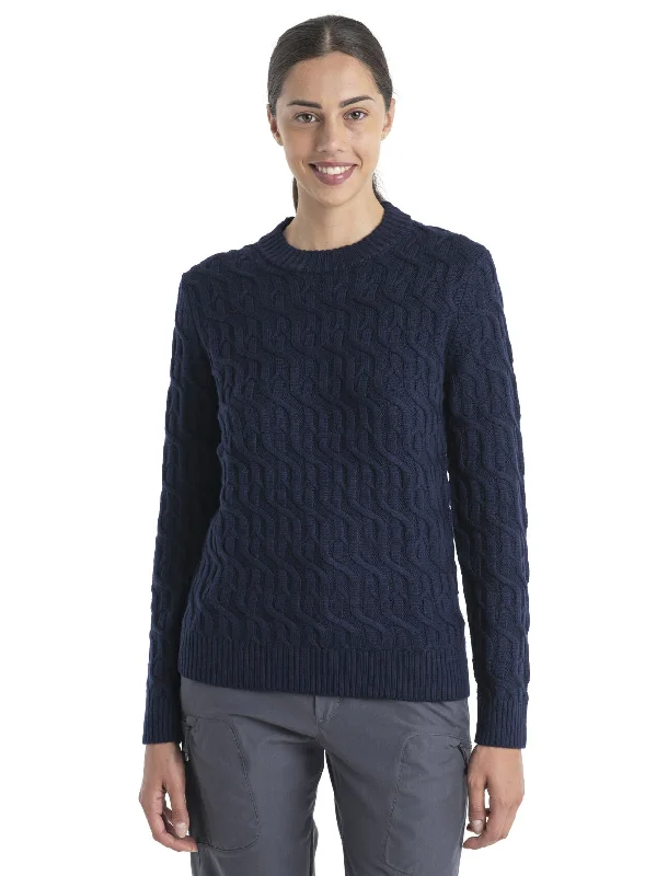 Icebreaker Merino Cable Knit Crewe Sweater (Women's) Midnight Navy Cotton Fabric Linen Fabric Terry Fabric Icebreaker Merino Cable Knit Crewe Sweater (Women's) Midnight Navy Cotton Fabric Linen Fabric Terry Fabric