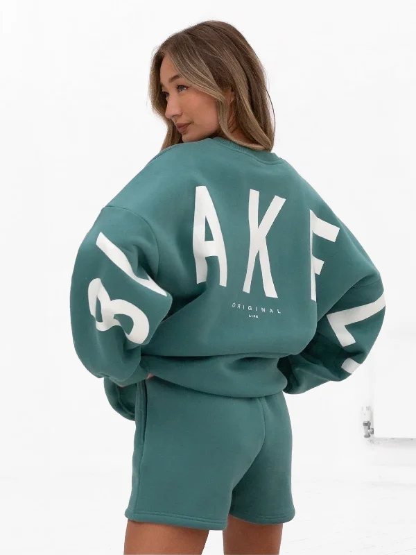 Isabel Oversized Sweater - Dusty Teal Silk Blend Satin Velvet
