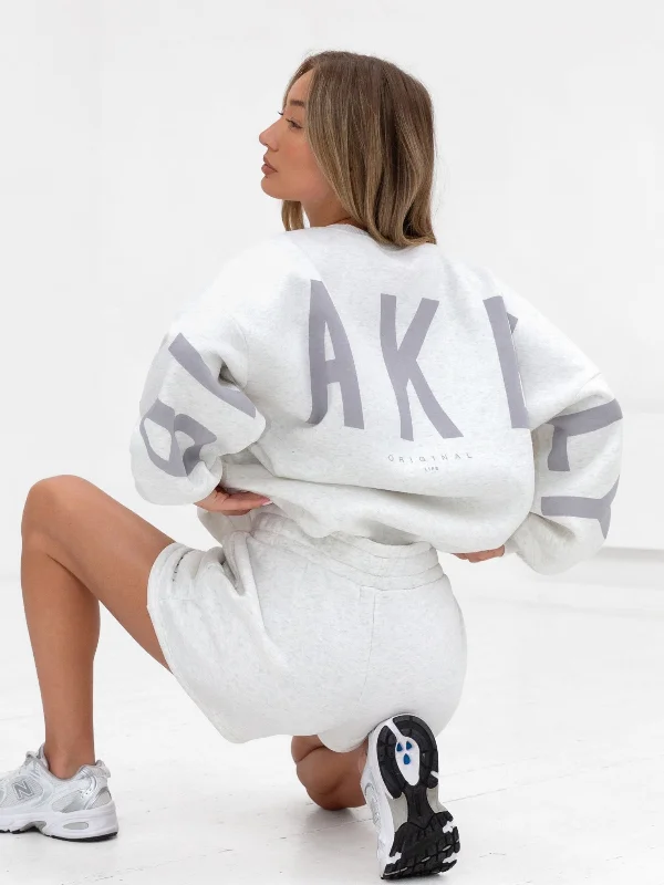 Isabel Oversized Sweater - Marl White & Lilac Spandex Blend Rayon Blend Denim Blend