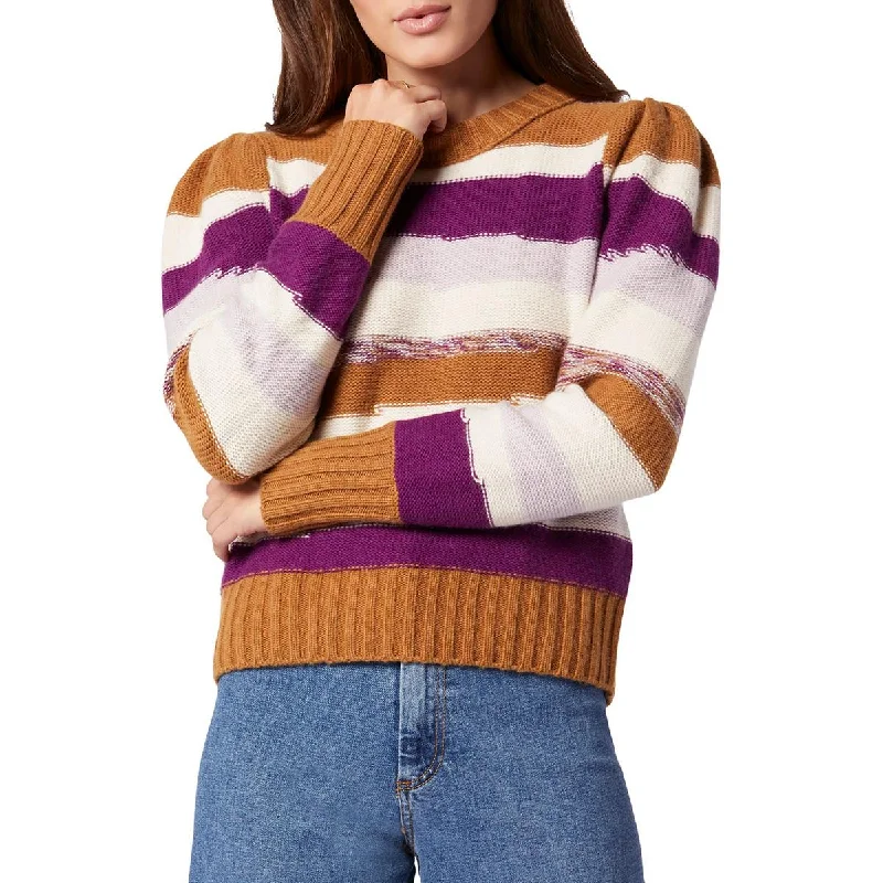 Joie Womens Ronsard Wool Striped Crewneck Sweater Toggled Drawstring Belted
