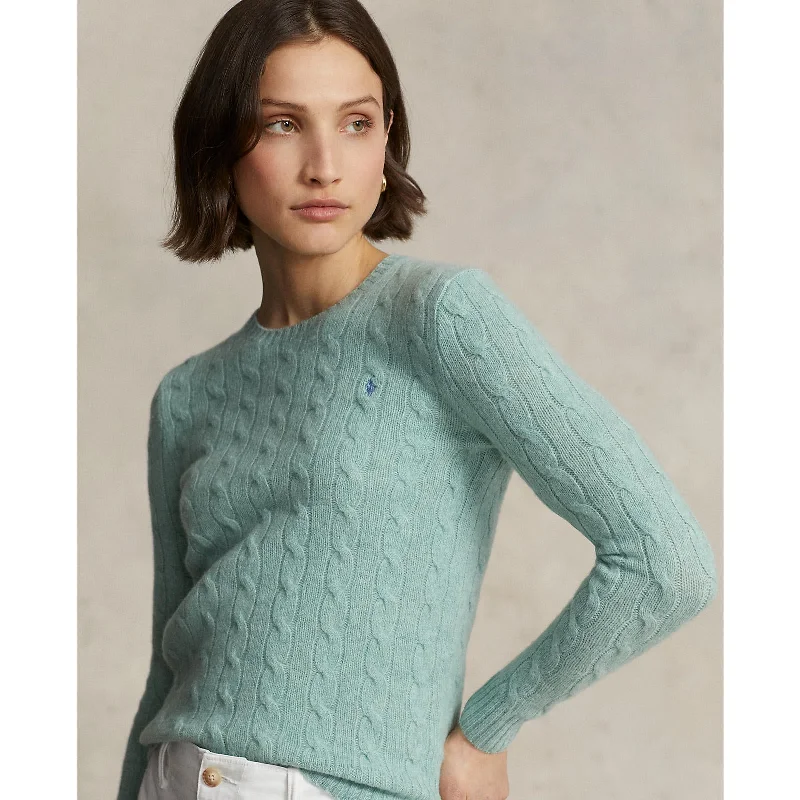 Polo Ralph Lauren - Julianna Cable Knit Crewneck Cashmere/Wool Sweater - April Green Melange Sweater Knitwear Pullover