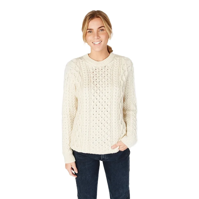 Ladies Honeycomb Stitch Blasket Sweater Natural Layered Multi-layer Single Layer