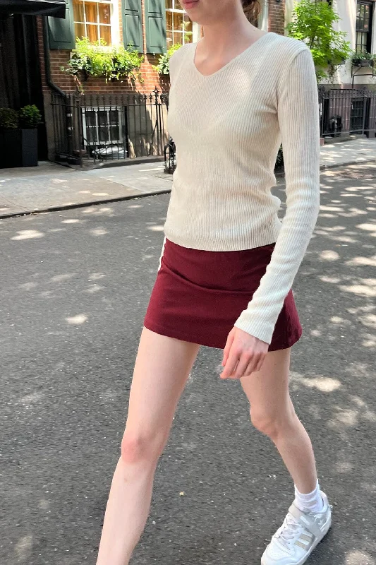 Ann Wool V-Neck Sweater Real Fur Shearling Chenille