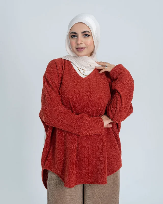 Oversized Open Neckline Sweater - Allura Fleece Fabric Down Fabric Feather Fabric