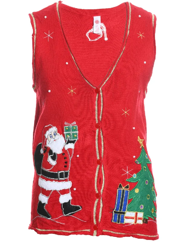 Santa Claus Christmas Sweater Vest - M Wool Sweater Cotton Sweater Cashmere Sweater