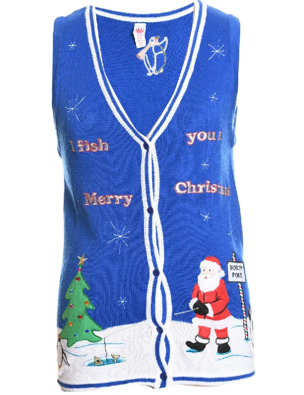 Santa Claus Christmas Sweater Vest - S Stretchy Elastic Breathable