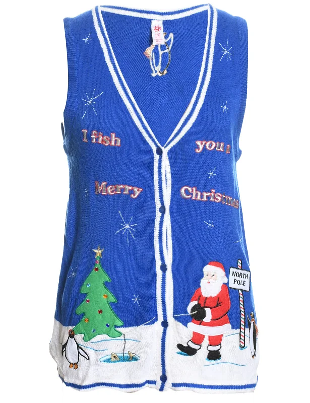 Santa Claus Christmas Sweater Vest - S Fleece Fabric Down Fabric Feather Fabric