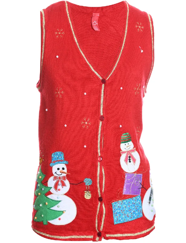 Snowman Christmas Sweater Vest - M Sweater Knitwear Pullover