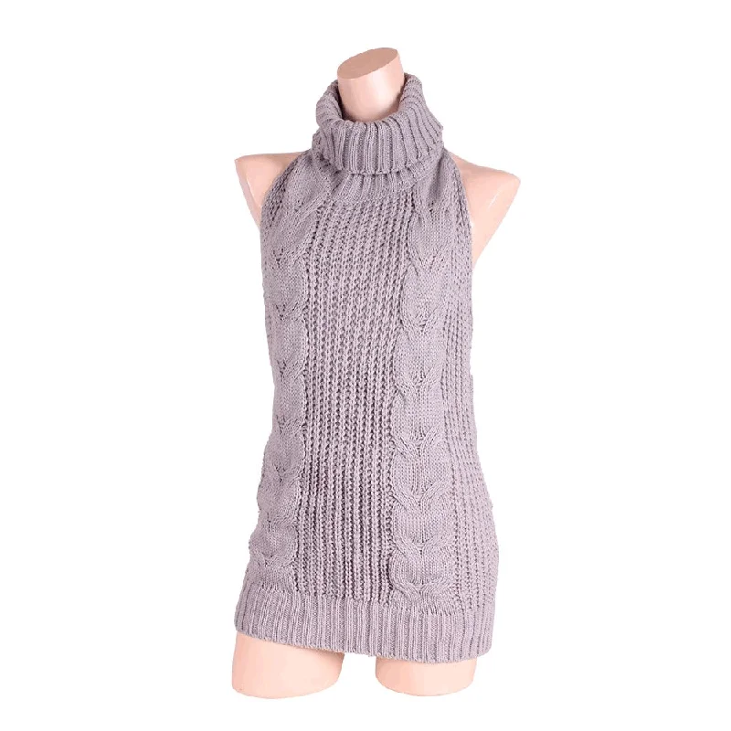 Starfire Daydream Open Back Sweater - Grey Cotton Fabric Linen Fabric Terry Fabric