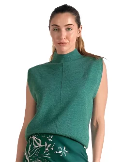 Vest Sleeveless Sweater Green SW11323G Denim Fabric Leather Fabric Suede Fabric