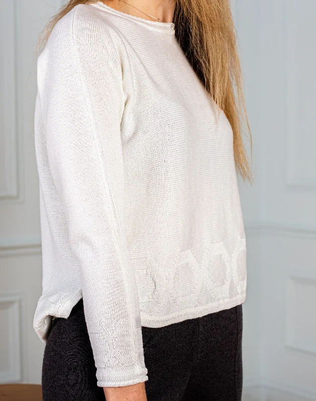 Sweater  women in white color Terry Terry Cloth Terry Knit