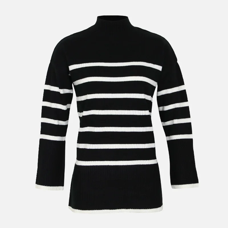 WOMEN STRIPED LONG SWEATER Neon Metallic Matte