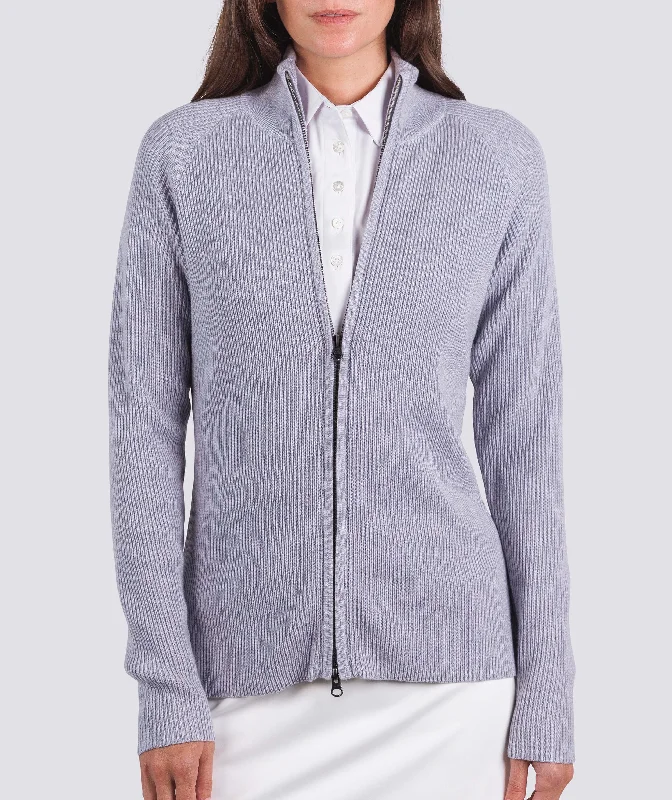 Women's Brandy Rib Full-Zip Sweater Zippered Front Buttoned Front Snap Front
