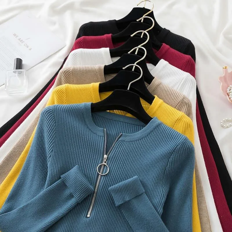 Zipper Mock Neck Sweater Chenille Brocade Lace