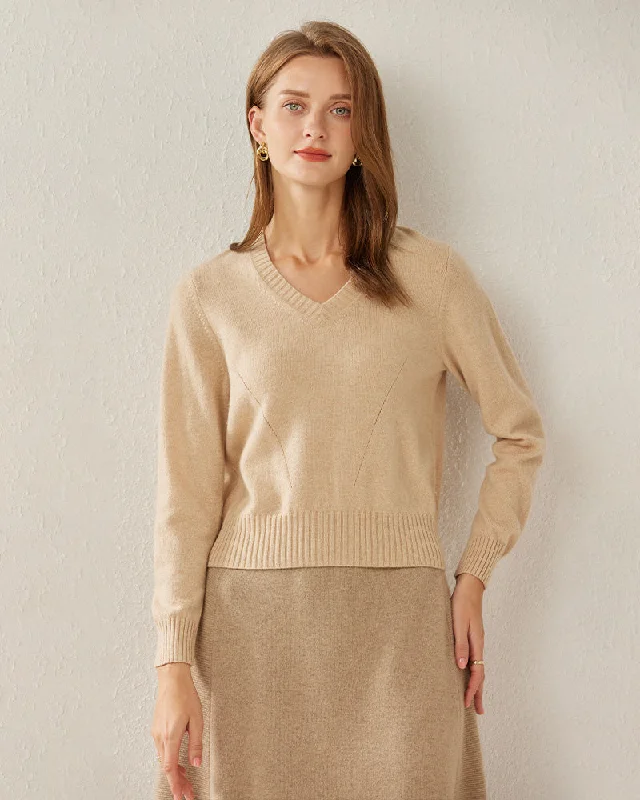 Basic V-Neck Relaxed Fit Cashmere Sweater