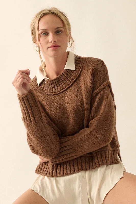 Best Life Exposed-Seam Chunky Knit Sweater