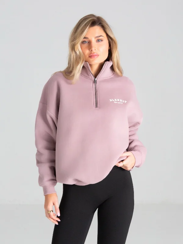 Heritage 1/4 Zip Sweater - Dusty Pink