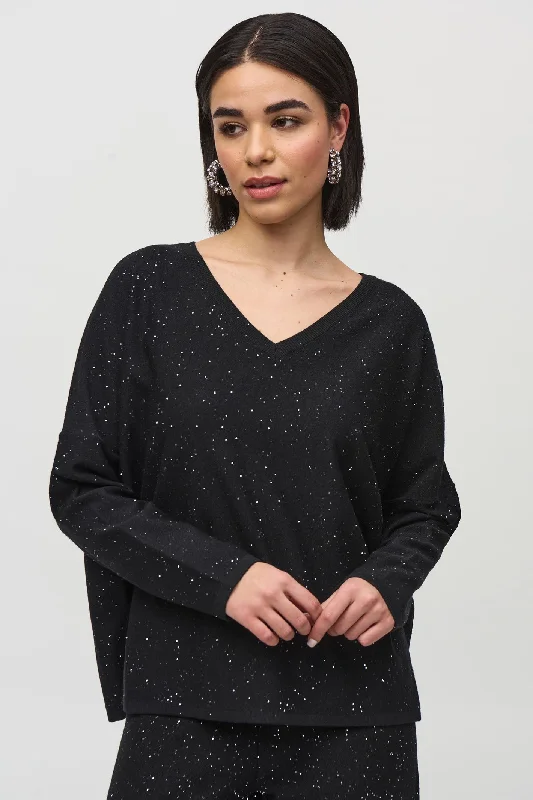 Joseph Ribkoff 244921 Black (11) Sequined Boxy Sweater