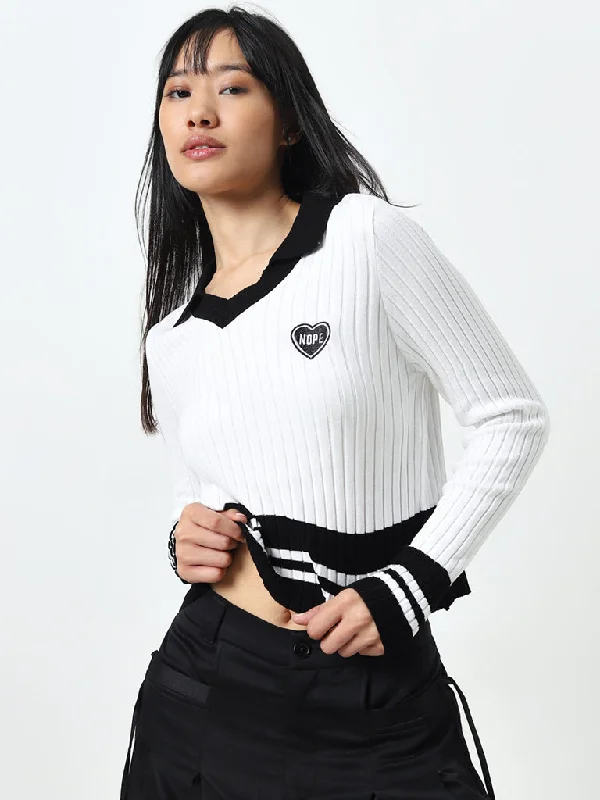 Nuon White Ribbed Sweater